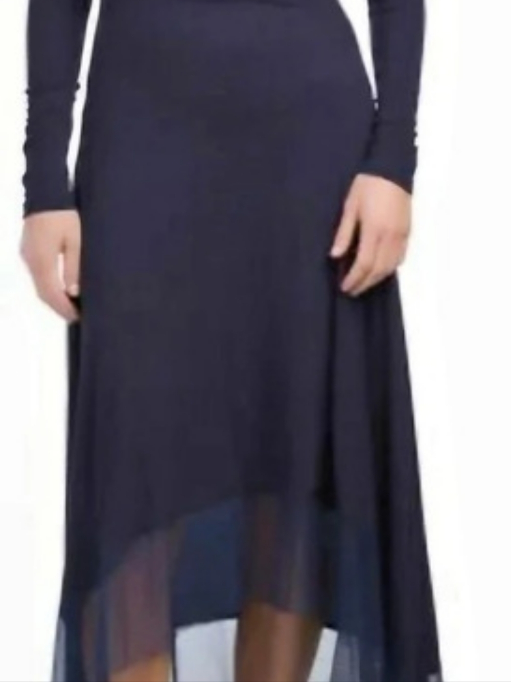 Carmen Long Sleeve High-Low Ribbed Dress in Blue